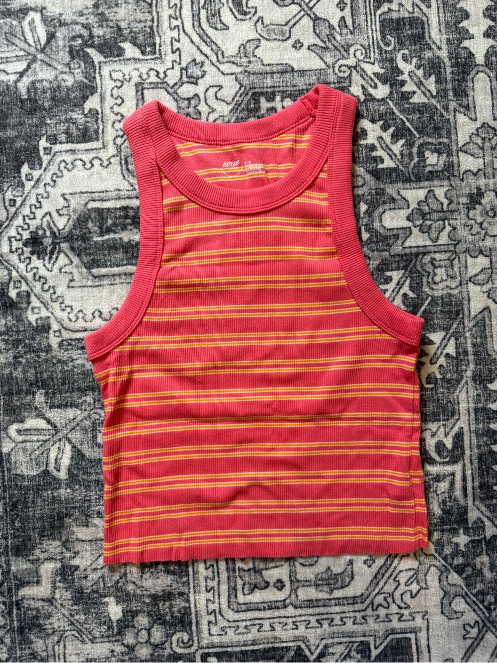 Aerie hot pink stripe cotton crop top tank